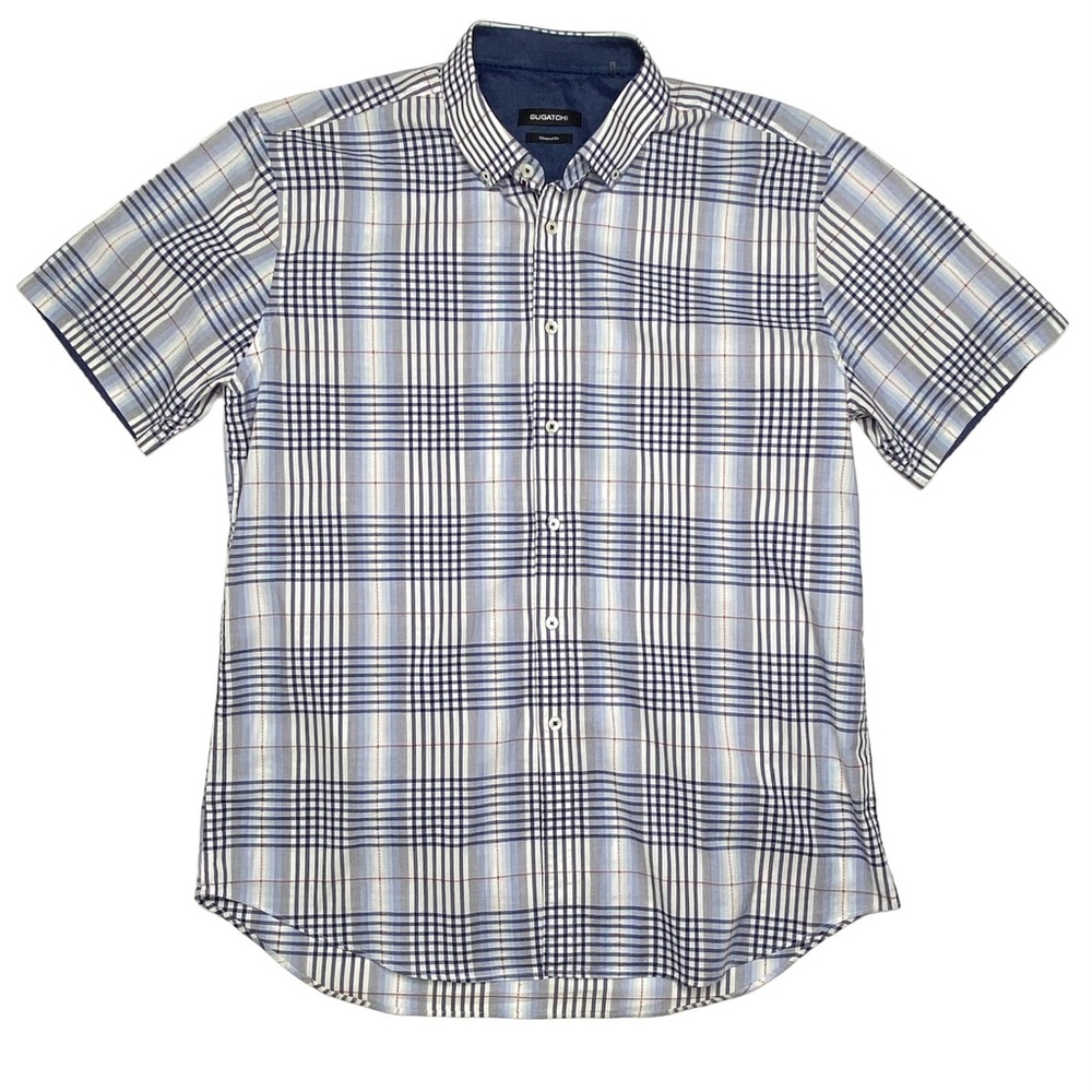 BUGATCHI Plaid Short Sleeve Button Shirt